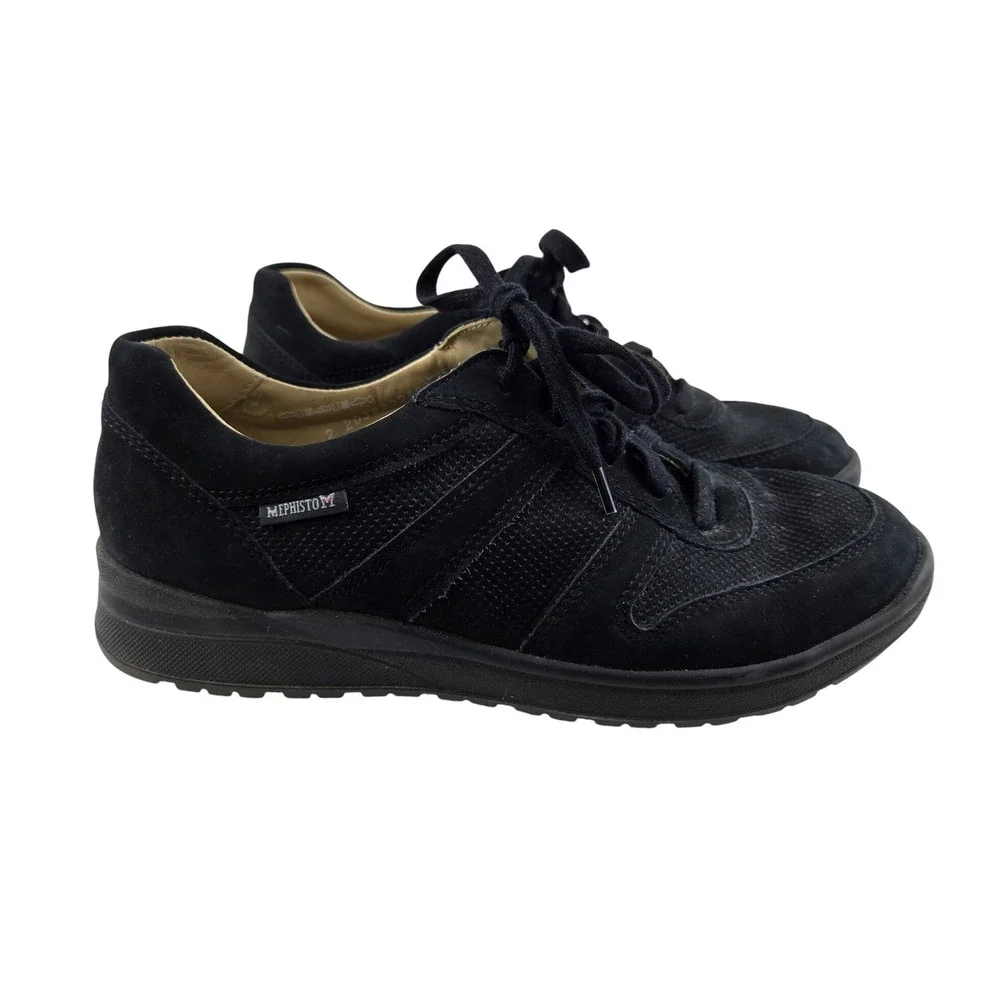 Mephisto Rebeca Perf Black Nubuck Leather Walking Shoes Womens 8.5‎ US 6 EUR